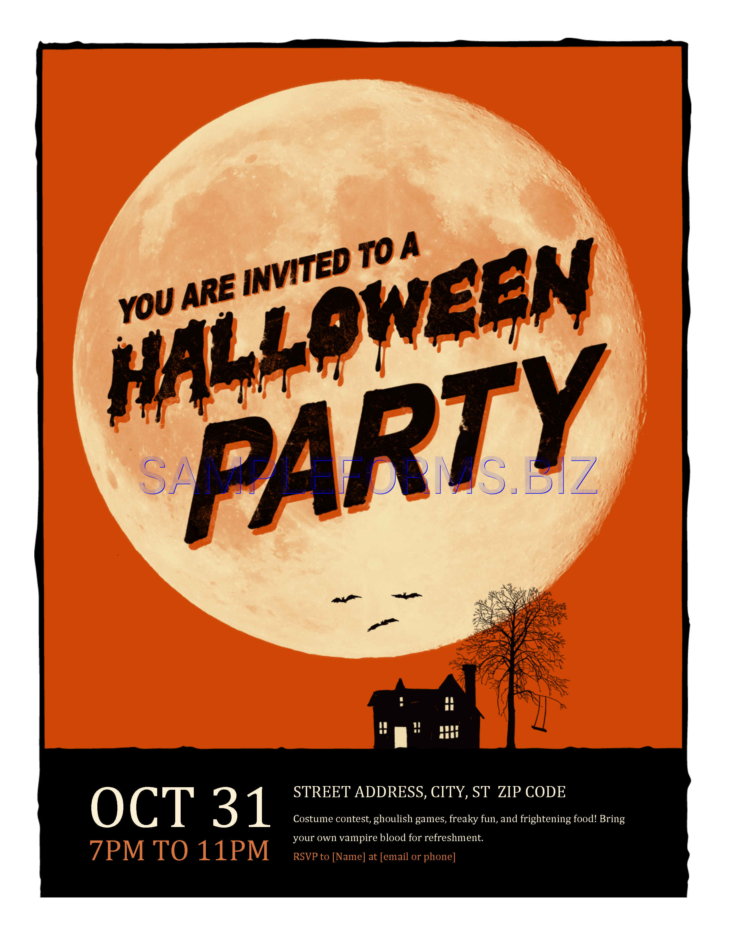 Preview free downloadable Halloween Event Flyer Template in PDF (page 1)