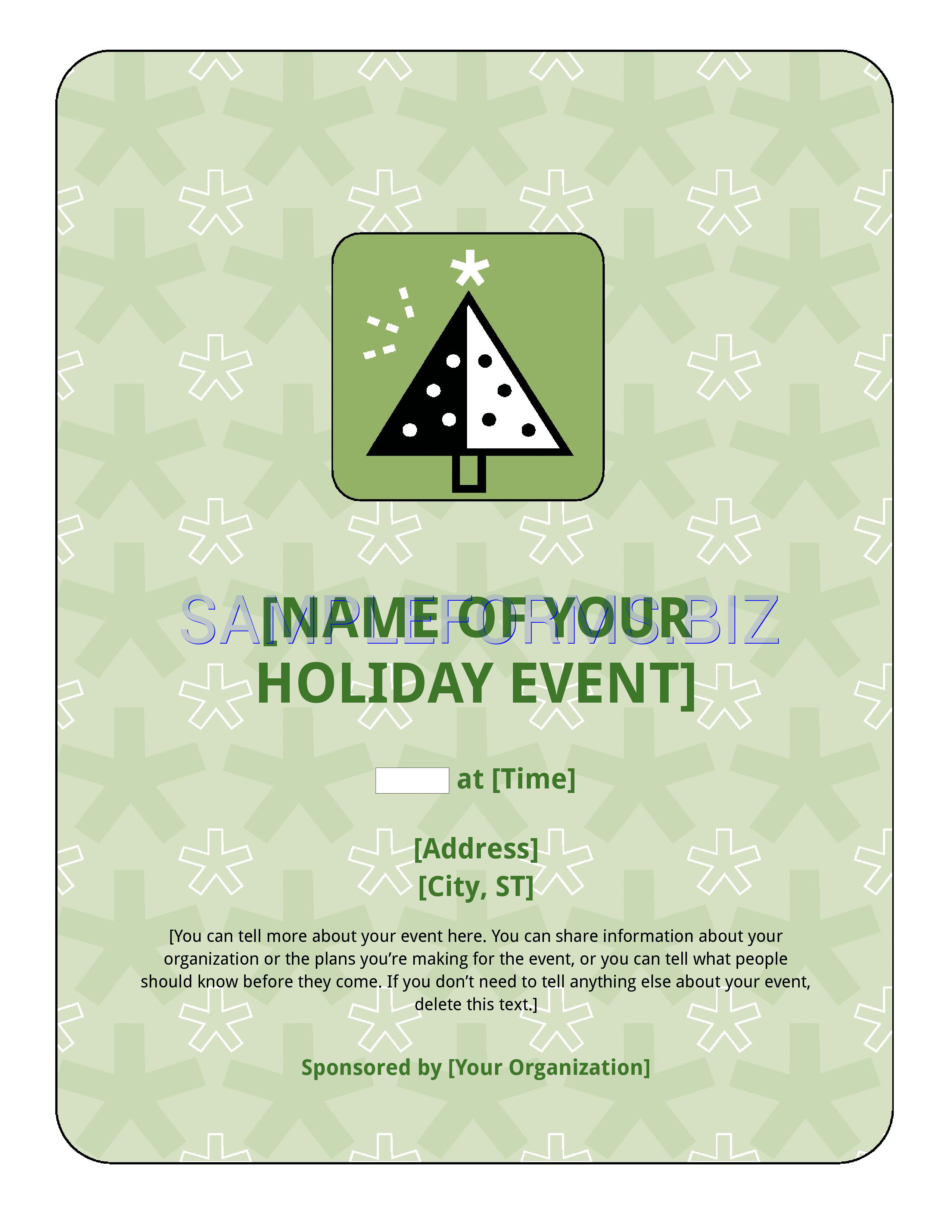 Preview free downloadable Holiday Event Flyer in PDF (page 1)